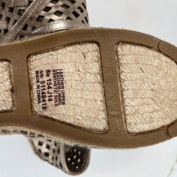 Tory Burch Gold Leather Laser Cut Espadrilles - Size 8M - Picture 7 of 7